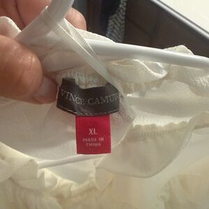 Vince Camuto Cream Ruffled Neck Blouse